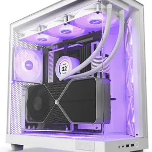 NZXT H6 Flow RGB ATX-kotelo panoraamaikkunalla, valkoinen