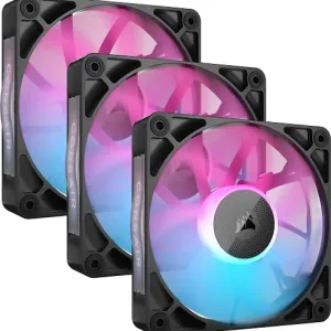 Corsair iCUE LINK RX120 RGB PWM Starter Kit -tuuletin, musta, 120 mm, 3 kpl